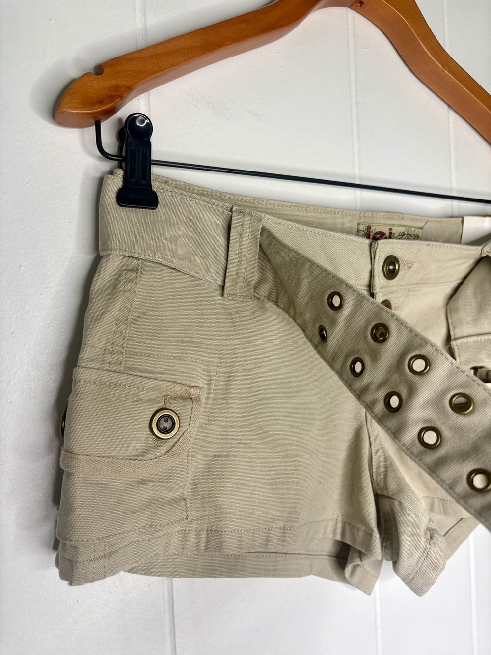 VINTAGE Y2K Dead stock lei Micro Shorts Short Shorts Cargo Utility Belted Girly - Picture 4 of 9